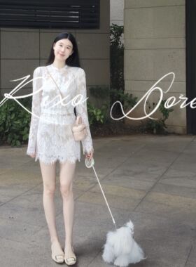 RIXO DORE法式蕾丝上衣短裙两件套女新款设计感小个子温柔风套装