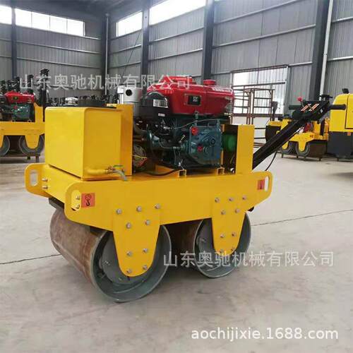 生压产路机小型手扶机式600型1吨单双轮压路轮600型手推钢轮压路