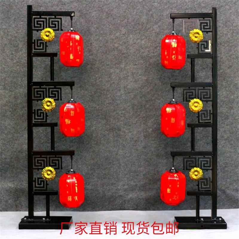 婚庆道具新中式三联灯笼婚礼汉唐路引宫灯铁艺屏风中国风舞台摆件
