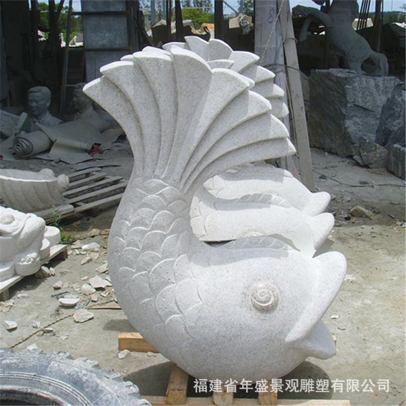 现货户外石雕喷水动物鲤鱼摆件 园林景观雕塑工程 花园造景小品
