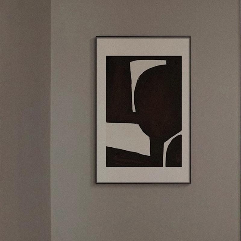 格纹波动 北欧ins风客厅斗柜装饰画黑白抽象几何挂画骏马玄关壁画图片
