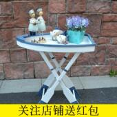 地中海风格 工艺品批发 实木创意船型折叠茶几折叠桌