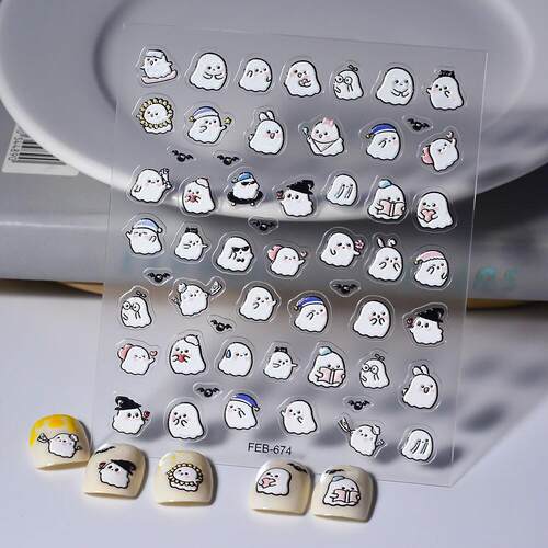 Halloween 5D Nail Stickers Decals 万圣节阿飘浮雕美甲贴纸贴花