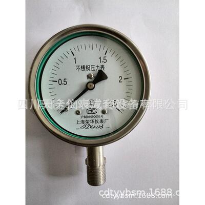 上海荣华不锈钢压力表Y-100BF径向水压油压液压表0~60MPA气压表