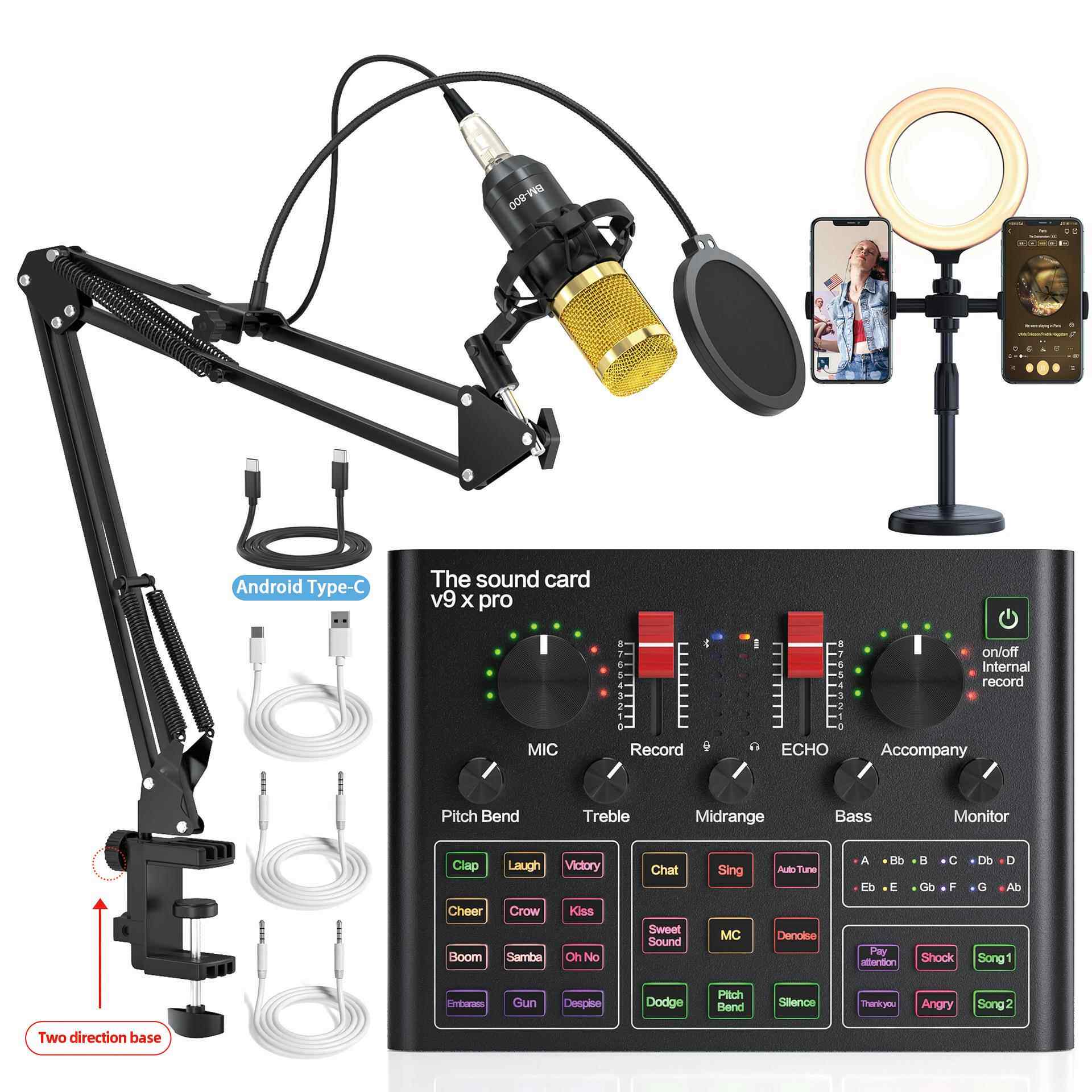 迪拜直播带货声卡话筒全套Walmart专业K歌录音棚电脑声卡套装设备 - 实物图