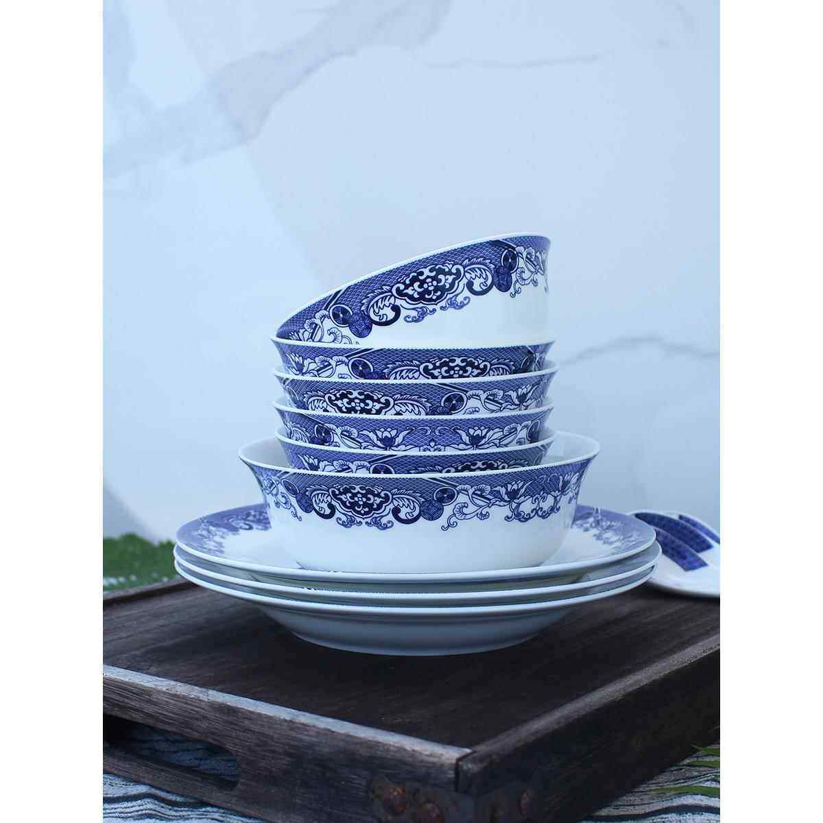 碗碟套装家用釉中彩骨瓷餐具碗盘组合景德镇陶瓷青花苏州古典园林,餐饮具,碗,淘宝优惠券,粉丝福利购,淘宝优惠卷