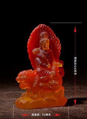 高档高像品质水文殊菩萨贤普小佛像便携式佛华岩三圣家佛寺祭拜车