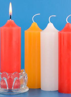 天然蜡烛家用照明无烟味环保加粗款圆柱纯色白腊温馨晚餐