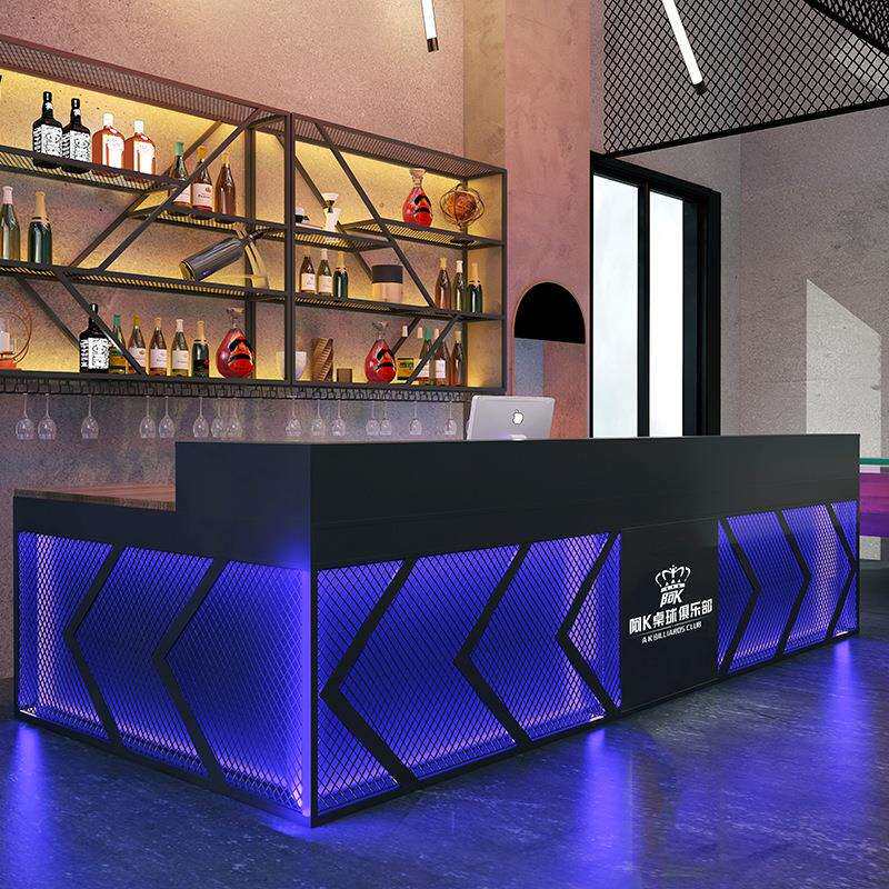 工业风转角酒吧吧台桌烧烤奶茶店铁艺收银台餐厅酒馆复古前台柜台