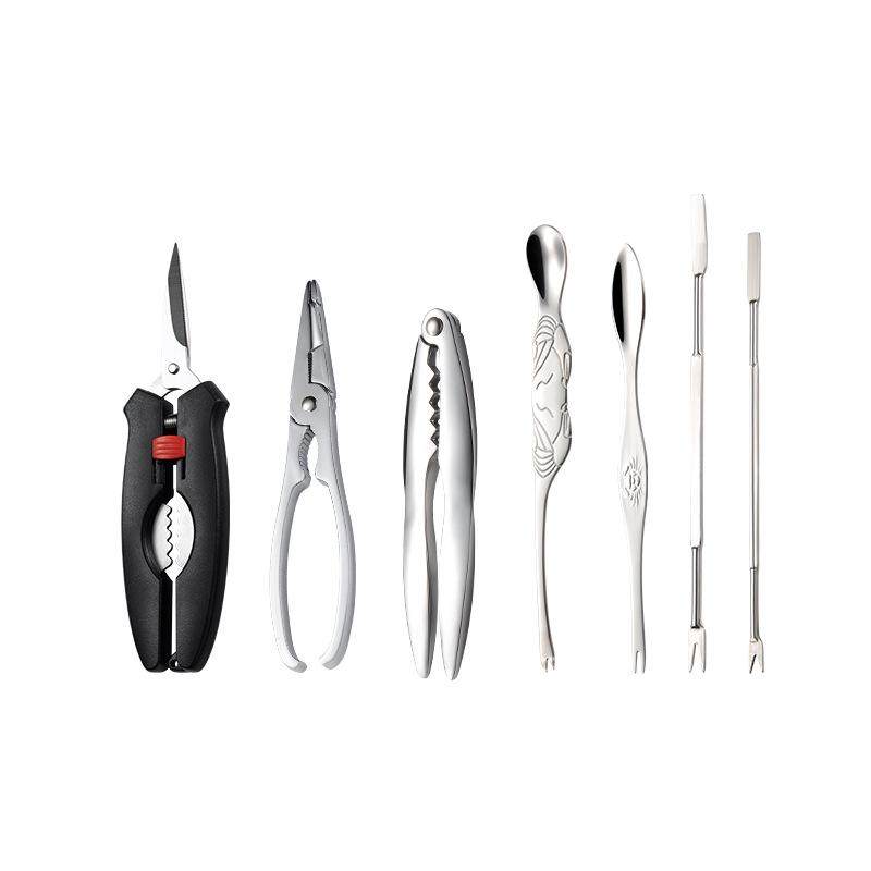 吃螃蟹工具专用神器三件套八食蟹夹子大闸蟹钳夹中秋家用剥蟹签叉,餐饮具,蟹八件,淘宝优惠券,粉丝福利购,淘宝优惠卷