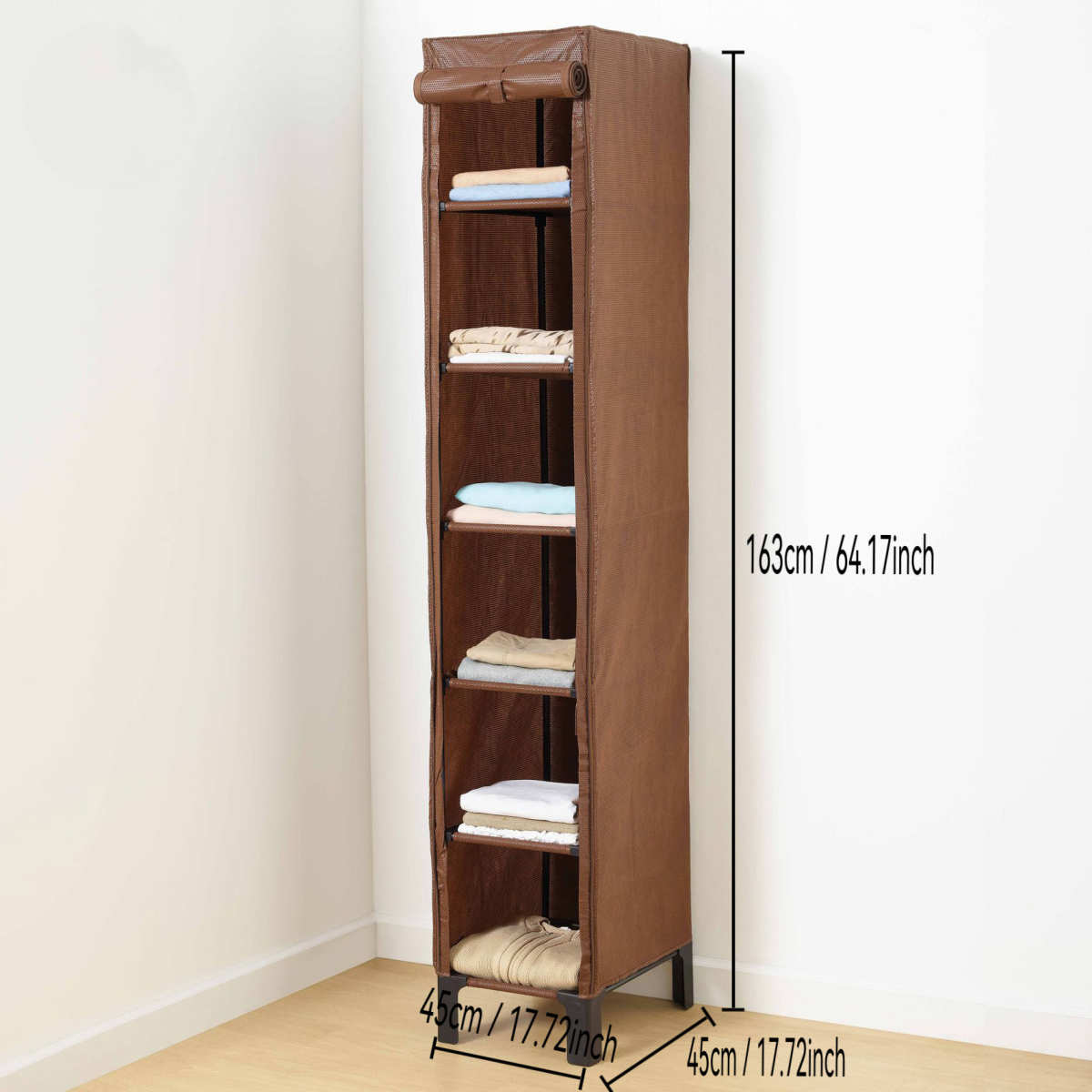 欧买伽加厚无纺布衣柜喷塑管衣架方型加厚管塑料件可折叠加收纳柜