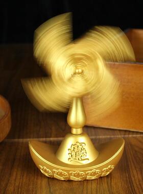 元风转转宝金工属艺QI-18品桌面创意风生水起摆车件 风车元宝送礼