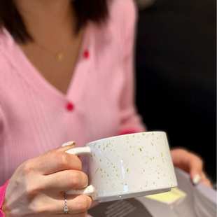波点混合陶瓷水杯陶瓷家用情侣喝水杯女生办公室茶杯咖啡杯 美式