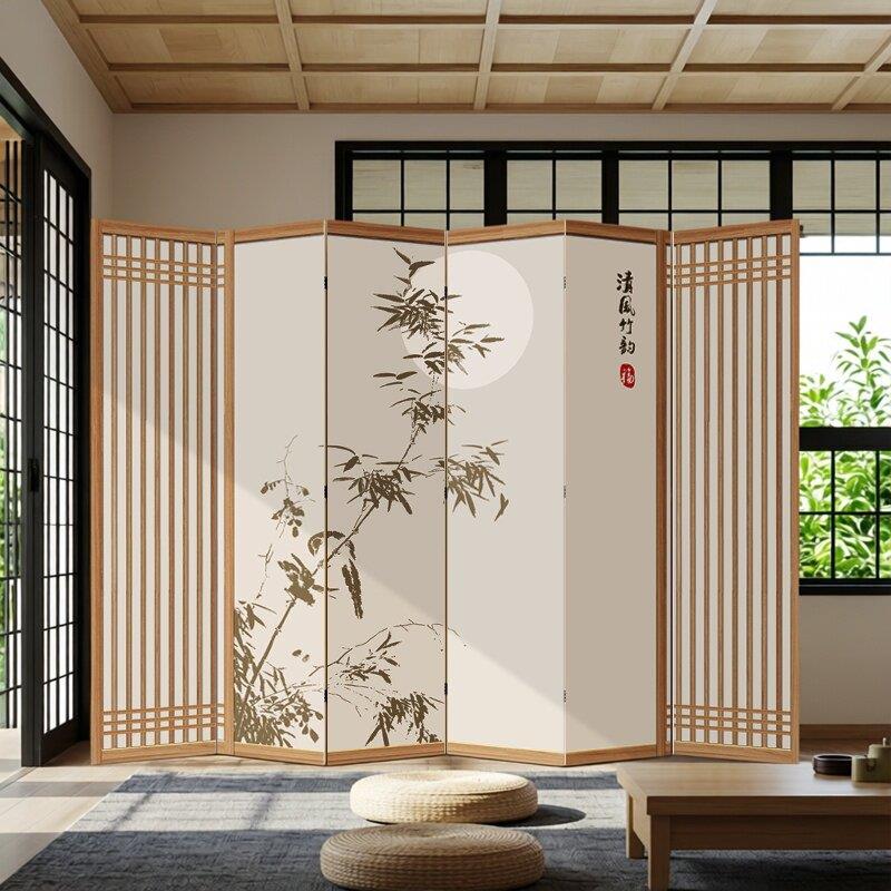 中式屏风隔断客厅办公房间中医茶室格栅折叠移动禅意复古彷木屏风