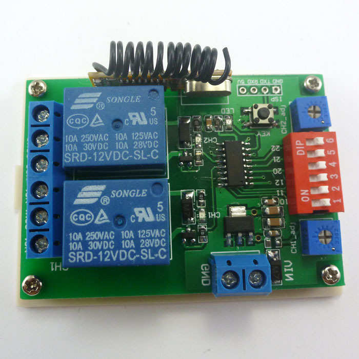12V 2通道多功能无线控制器 点动自锁互锁 延时继电器 CE029A