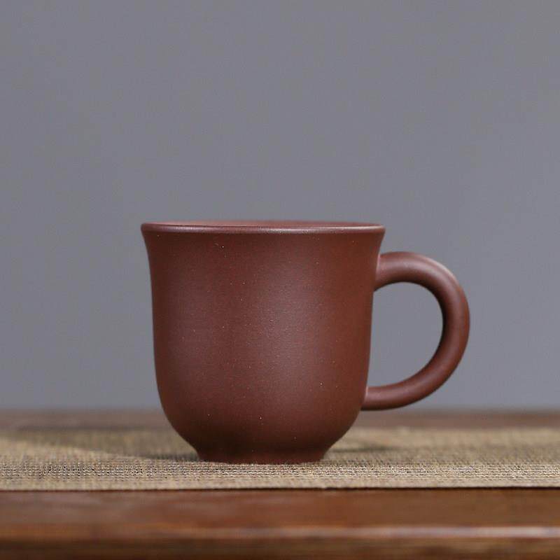 宜兴紫砂杯原矿紫泥品茗杯纯手工家用功夫茶具带把主人杯茶盅茶盏
