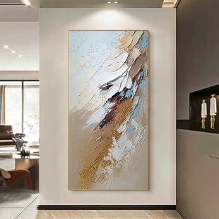 HQZ现代简约玄关装饰画咖抽象肌理道色走廊画新过款入户正对壁门