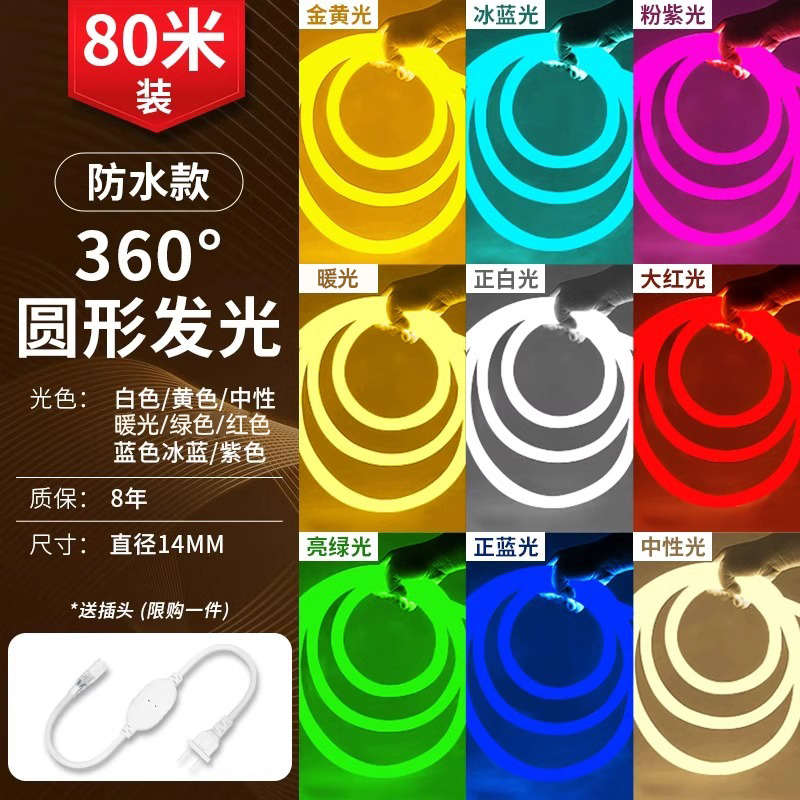 招牌灯带工程灯氛围防水条户外霓虹灯线条柔性圆形广告led亮化