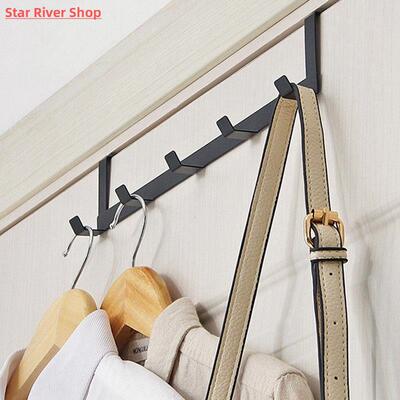 5 Hooks Over-The-Door Hook Holder Metal Hanging Rack perfora
