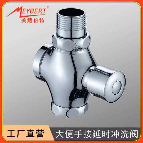 全铜手按延时大便冲水阀按压式蹲便器冲洗阀卫生间四通冲洗阀配件