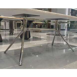 意式轻奢大理石圆桌腿奢石餐桌脚岩板餐桌支架大尺寸不锈钢餐台脚