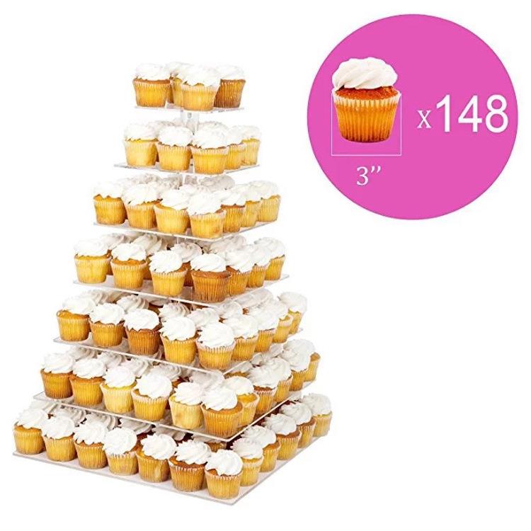 7层方形亚克力蛋糕架 婚礼水果摆放架 有机玻璃蛋糕架Cake Stand