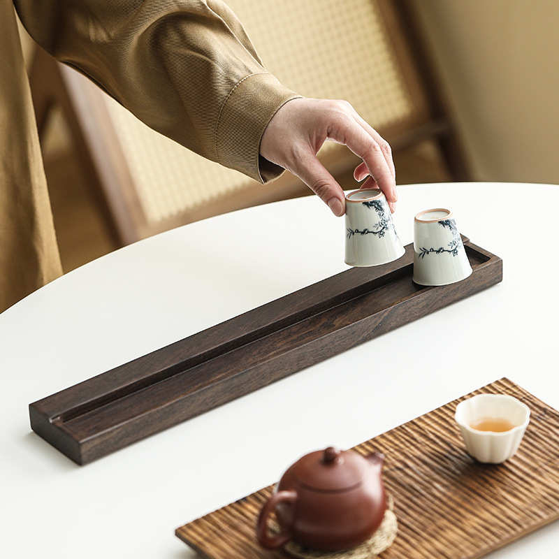 黑檀木花梨木功夫茶杯收纳架子晾杯架茶具沥水实木茶道配件茶杯架