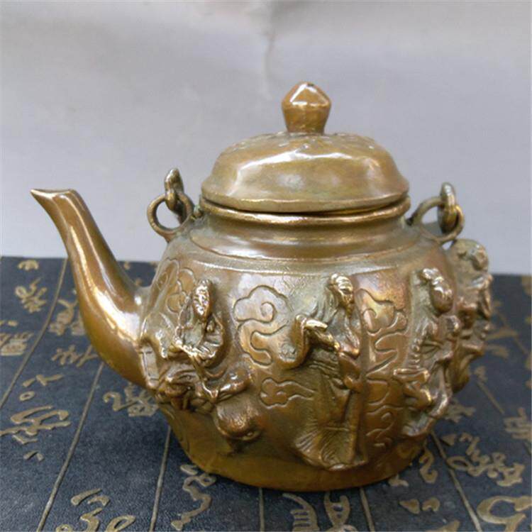 纯铜八仙壶铜仿古铜茶壶金属工艺品摆件 商务礼品茶具