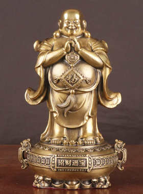 佛到 福到 站聚宝盆佛 大肚笑佛 开业喜庆摆件 恭喜佛