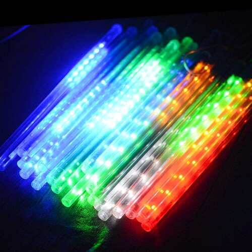 太阳能灯串360LED双面流星雨灯10根圣诞节日彩灯LED户外装饰灯