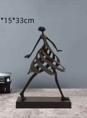 现代简约金黑色人物1126摆件办公室玄女孩属造型艺品雕关塑摆工件