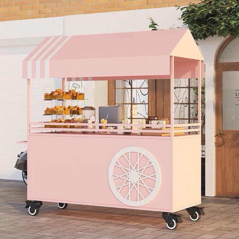 铁艺可移动推车夜市摆摊车网红集市饮品小吃移动餐车活动促销花车