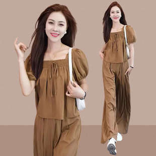 小个子夏装搭配一整套时尚套装女士2023新款减龄休闲阔腿裤两件套