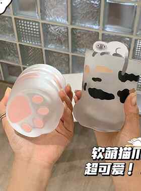 水杯情侣款一对新款可爱杯子创意家用猫爪玻璃杯女生儿童咖啡杯办