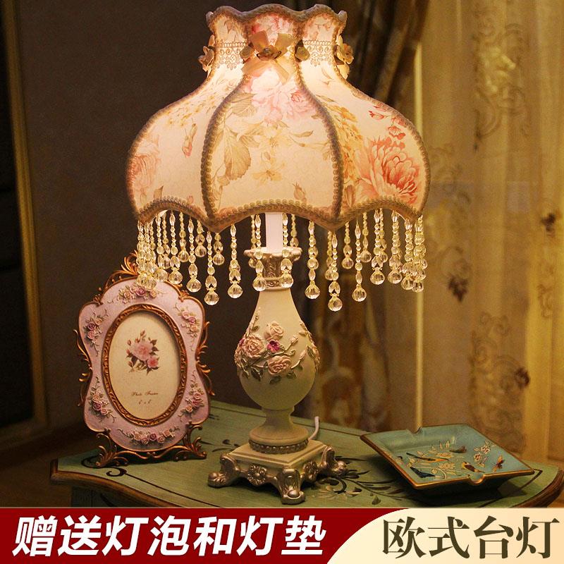 结婚台灯婚房床头柜台灯卧室家用温馨遥控浪漫装饰欧式覆古可调光