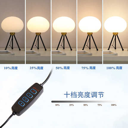 球形夜现代床头装饰品书房创意台灯灯小简约led酒店客房桌面卧室