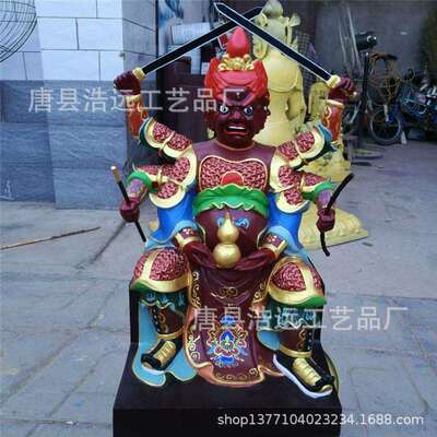 铸铜道家南方火德星君神像火神铜像-童男童女像-火神祝融神君
