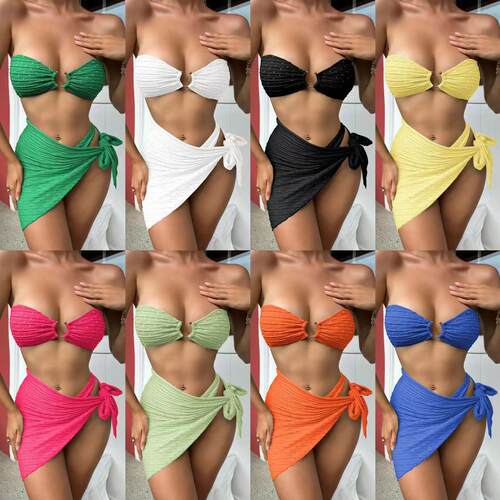 Strapless half skirt, three swimsuits, bikini