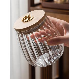 装瓜子的密封罐日式家用玻璃茶叶罐北欧风零食储存收纳盒花茶糖罐