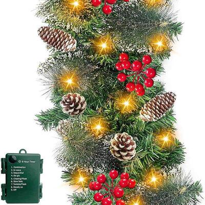 LED Christmas Vine Wreath, Glowing Door & Tree Hanging Decor