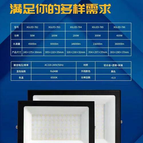 开尔GJ系列led投光灯50w100w200w300w400w户外泛光灯照明灯具