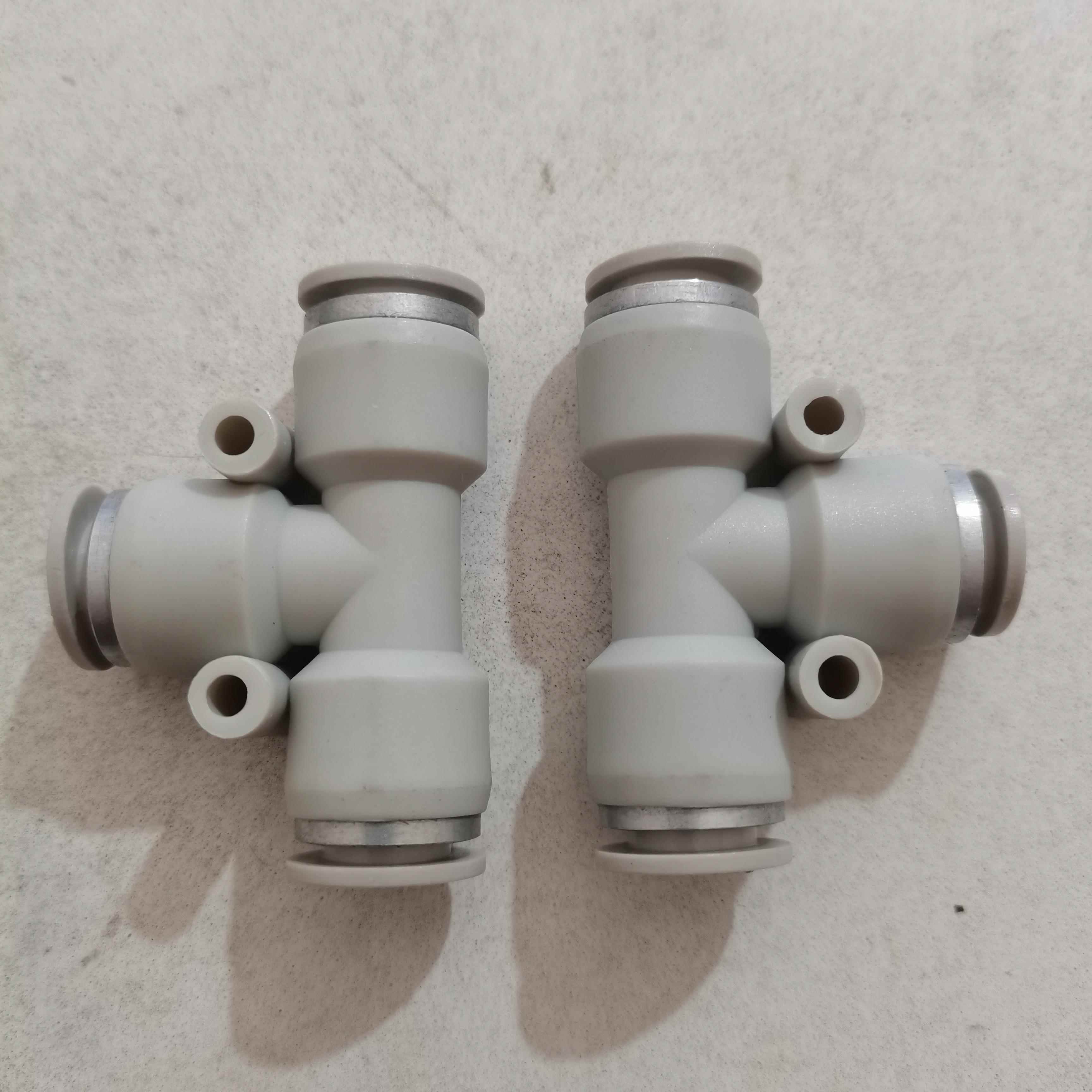 白色精品气动快速接头T型塑料三通PE-4/6/8/10/12/16气管快插接头