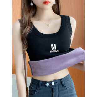 上衣1218h 全合一丝绒内无袖 时尚 秋冬丝绒加厚保暖背心女式