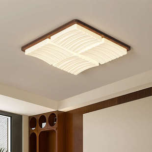 胡桃木LED吸顶灯新中式 实木客厅主灯餐厅卧室书房间阳台大气灯具