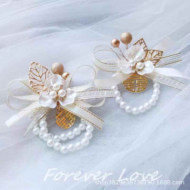 伴娘手腕花新娘姐妹团手花伴手礼女结婚礼手环父母伴郎胸花高级感