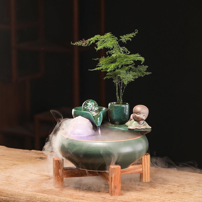 创意小型客厅流水喷泉生财摆件循环水办公桌面鱼缸装饰乔迁送礼品