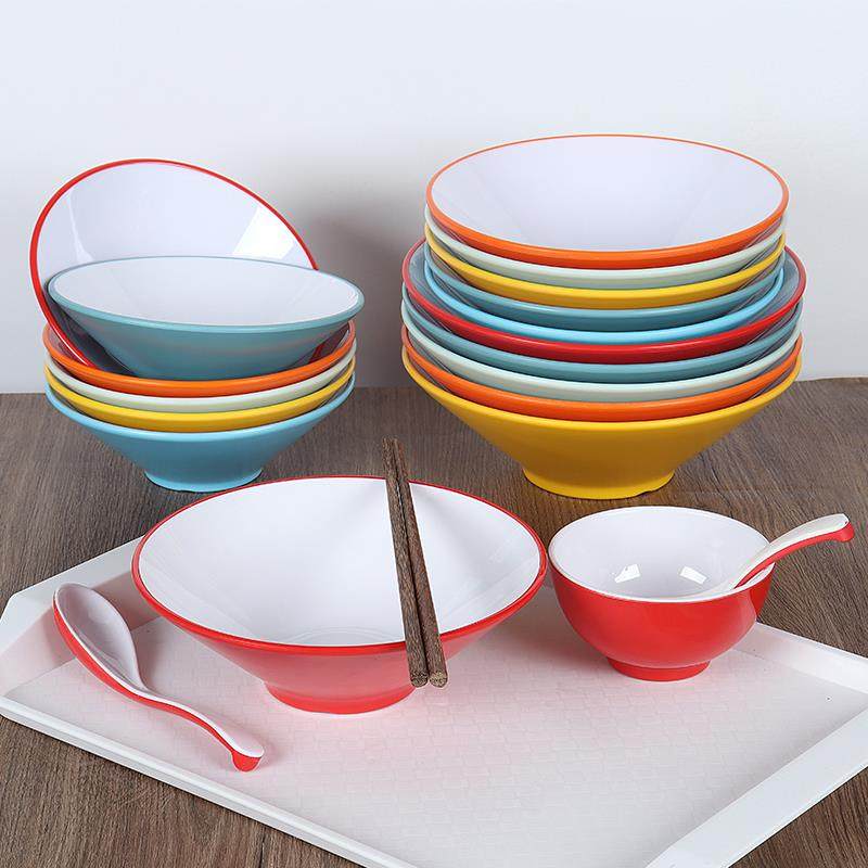 密胺双色拉面碗面馆麻辣烫大碗专用碗螺蛳粉斗笠碗北欧冒菜碗商用,餐饮具,碗,淘宝优惠券,粉丝福利购,淘宝优惠卷
