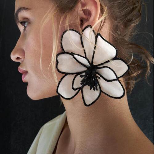 Three dimensional colorful flower earrings for women's