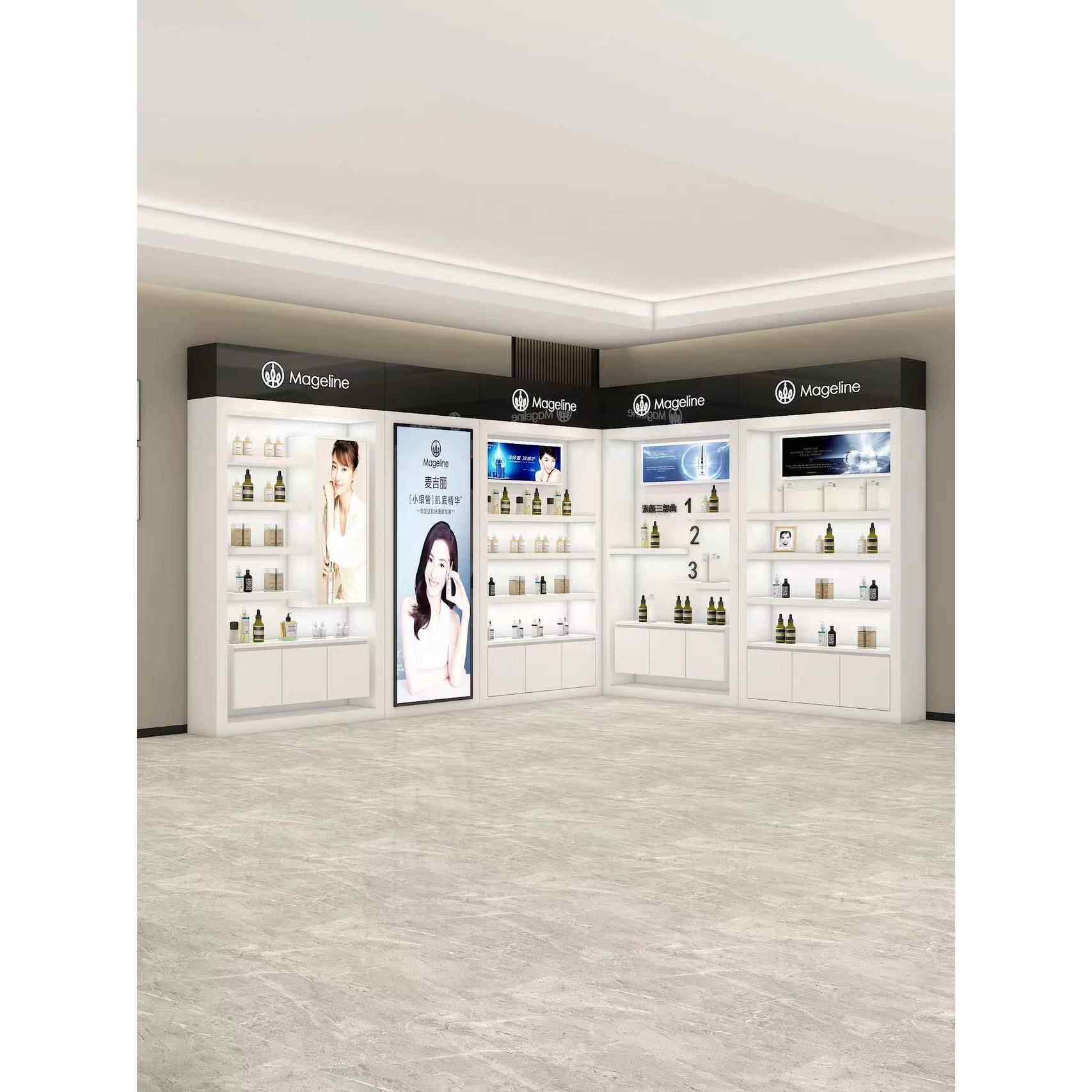 高端定制烤漆化妆品展示柜麦吉丽护肤品陈列柜美容院产品展示架