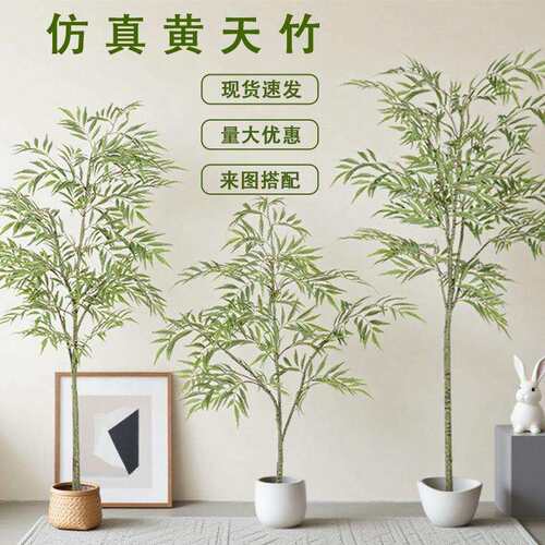 黄天竹盆栽仿真绿植南天竹假树室内客厅装饰摆件户外酒店大堂造景